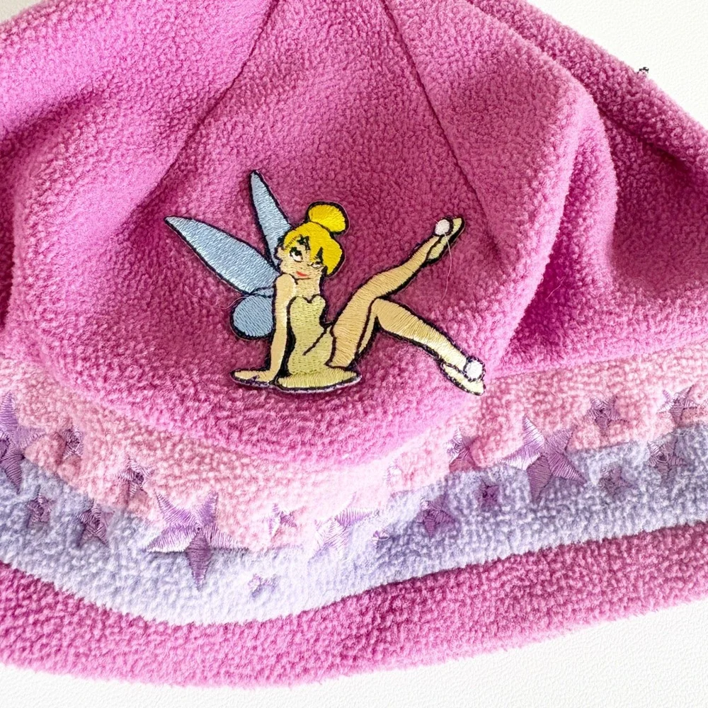 Disney Girls Tinkerbell Pink Fleece Beaded Tassel Vintage Y2K Beanie Hat OS